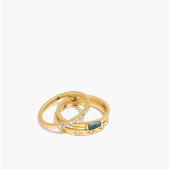 Madewell Baguette stacking Ring set size 8 with green stone NWT - Picture 3 of 10